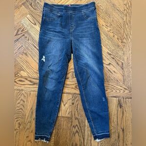 SPANX Jeans Women’s XL Dark Wash Skinny Raw Hem Pull-On Denim